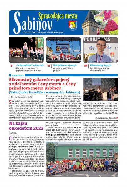<small>Vyšlo nové číslo :</small> Spravodajca mesta Sabinov júl-august / 2022